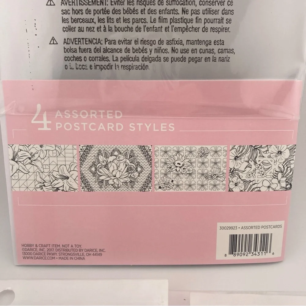 Adult Coloring Stationary Set Post Cards Notepads 8 Packs Flowers Animals Shells
